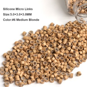 Silicone Hair Extension Beads 5.0*3.0*3.0MM 1000Pcs/Bottle #1 Black Microrings Micro Beads Hair Extension Tool