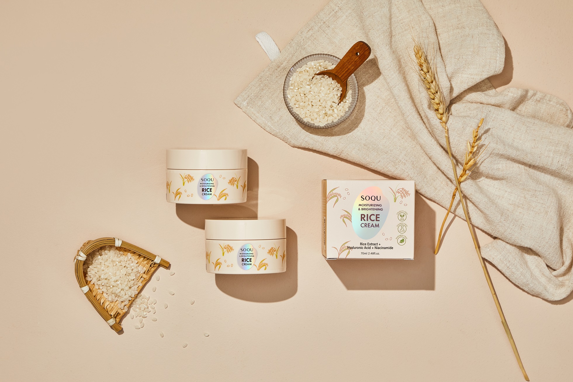 (Skin care, Cream, Rice)SOQU MOISTURIZING &amp; BRIGHTENING RICE CREAM 
