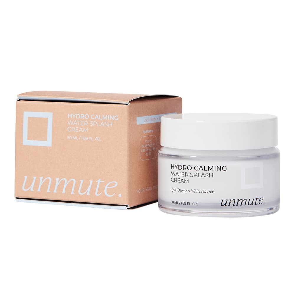 unmute hydro calming water splash cream 50ml, soothing cream, skin care, irritation skin, panthenol