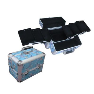 Women Multi Layers Aluminum Silver Makeup Briefcase Travel Shining Storage Beauty Case