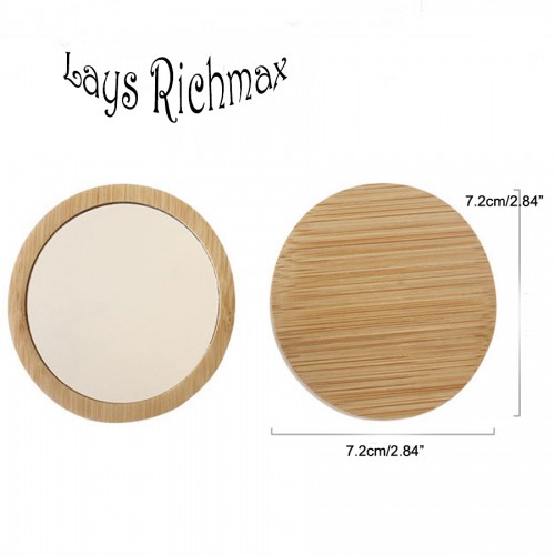 Round bamboo mini mirror