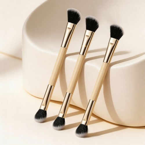 2-in-1 Dual-Ended Blush & Contour Brush  Professional Makeup Tool for Flawless Sculpting