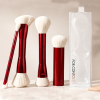 Private Label OEM 4Pcs Double-Ended Cosmetic Brush Set White Bristle Face Powder Foundation Brush in Blister Box
