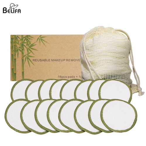 Wholesale custom eco friendly eye face cleansing round organic washable super soft reusable bamboo cotton makeup remover pads