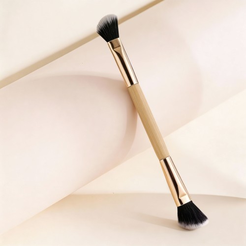 2-in-1 Dual-Ended Blush & Contour Brush  Professional Makeup Tool for Flawless Sculpting