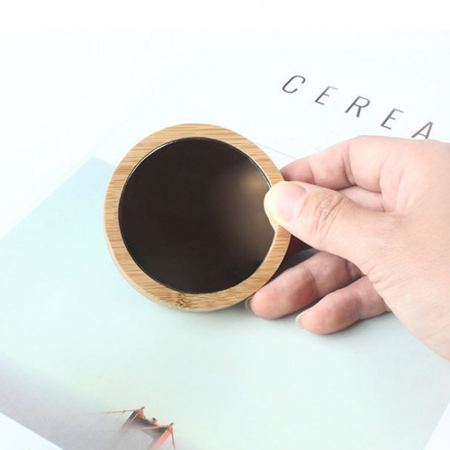Round bamboo mini mirror