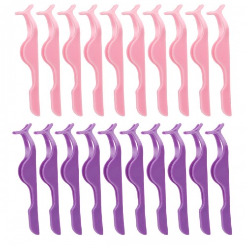 20 Pieces False Eyelash Applicator Tool Plastic Eyelashes Extension Tweezers Fish Tail Clip Tweezers Eyelashes Clip for Women