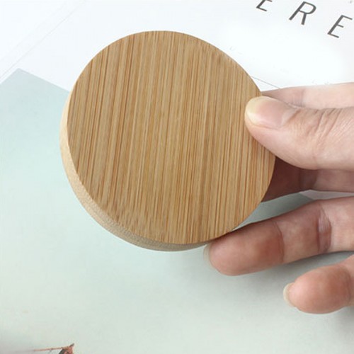 Round bamboo mini mirror