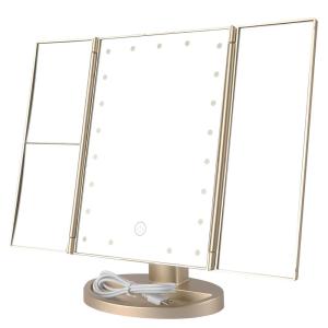 2019 New 21 LED Lights Touch Screen 3x Makeup Mirror Cosmetic Tabletop LED Vanity Mirror