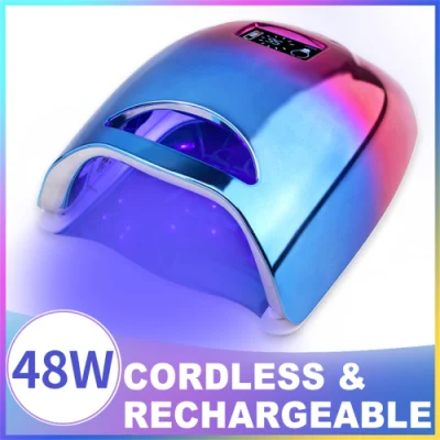 48W UV LED Nail Lamp with 20 PCS LEDs for Curing Gel Nails Rechargeable Cordless Nail Lamp