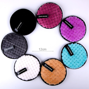 9cm Private Label Polyester Microfibre Face Collage Washable Reusable Makeup Remover Pad With Mesh Bag