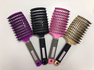 Amazon Hot Custom LOGO Curved Vent Detangling Wave Brush Boar Bristle Hair Brush with nylon bristle