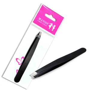 Black Color Stainless Steel High Performance Eyebrow Eye Brows Slant Tweezer