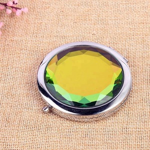 Custom Portable Folding Crystal Small Mirror Compact Pocket Makeup Mirror With Gift Box Packing