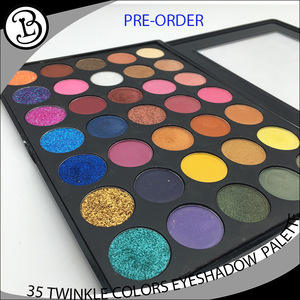 Eyeshadow glitter private label 35 Twinkle colors clear lid eyeshadow palette