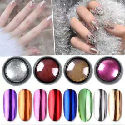 10Pcs/set Dip Nail Powder Glitter French Nail Polish Holographic Manicure  Dry Chrome Pigment Powder For Nails Art