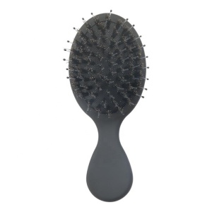 Hot sale mini rubber paddle wild boar bristle hair brush to clean hair