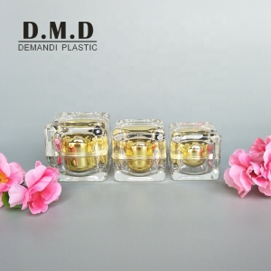 Luxury packaging 15gram 30g 50g 50ml square acrylic cosmetic cream jar and bottle