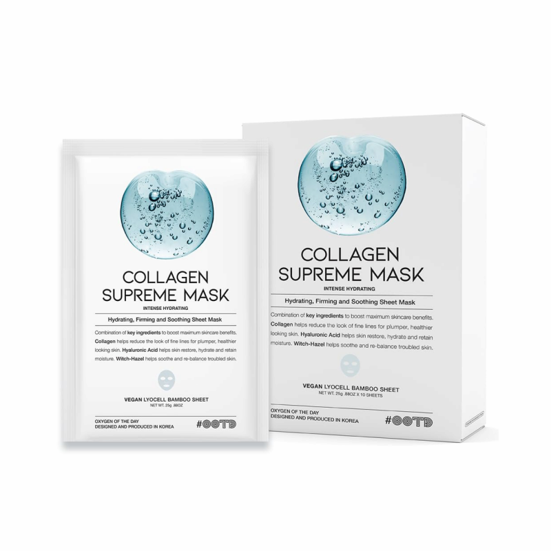 OOTD Collagen Supreme MASK for Face Korean Anti Aging Mask Sheet for Dry Skin Sensitive Skin