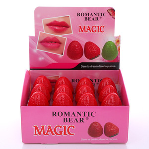 Romantic Bear Lip Care Nourishing Long Lasting Magic 100% Vegan Strawberry Fruit Shape Lip Balm