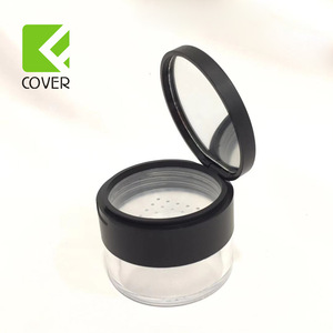 Simple transparent clear round custom plastic cosmetic loose powder jar loose powder case