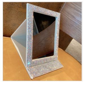 Wholesale bling table cosmetic mirrors rhinestone