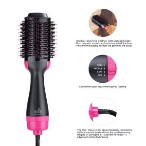 1000W Hair Dryer Hot Air Brush Styler and Volumizer Hair Straightener Curler Comb Roller One Step Electric Ion Blow Dryer Brush