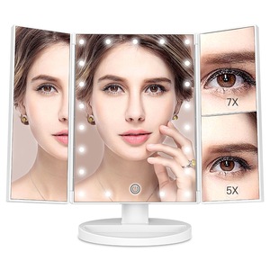 1X/5X/7X Magnification Standing Desktop Cosmetic Trifold Vanity 21 Lighted Makeup Mirror LED