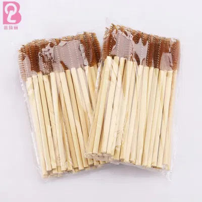 Beiqili 50PCS Disposable Eco-Friendly Bamboo Handle Eyelash Brush Mascara Wand Lash Brush Applicator Spoolies Hisopos Swabs