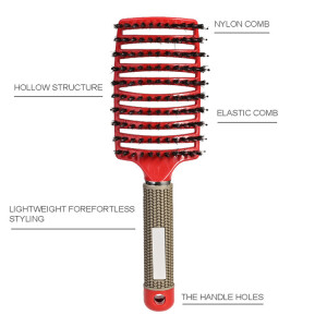 Curly Wig Brush Curved Plastic Rubber Tangle Vent Detangling Wet Paddle Boar Bristle Hair Brush Flex
