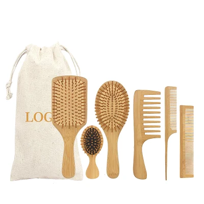 Custom Logo Bamboo Hair Brush Comb Eco Friendly