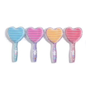 Cute Cartoon Animal Print Heart Shape Quicksand Flash Powder Hair Comb Transparent Harborste av plast Plastic Hair Brush