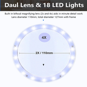 dh88006 Extra Large Lens 3 Brightness Levels Detachable Base Magnifier for Workbench Drafting