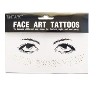 Face Tattoo Sticker Metallic Shiny Temporary Water Transfer Tattoo Face Sticker