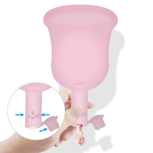 FDA Approved New Design Leak Proof Reusable Collapsible  Lady  Women Silicone Menstrual Cup With Cover Cap Lid