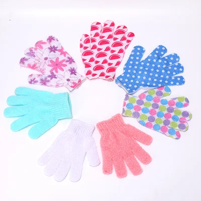 Five-Finger Nylon Body Exfoliating Cream Shower Gloves