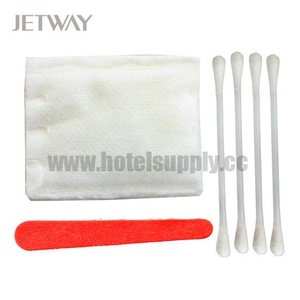 Hotel vanity kit  nail  file, cotton ball, swab, cosmetic cotton pad