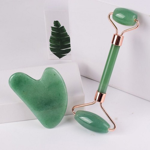 Jade Roller&Gua Sha set, Face Roller, Facial Beauty Roller Skin Care Tools-Green Aventurine