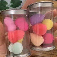 latex free natural super soft 3d pink black beauty sponge  blender set private label mini foundation makeup sponge with case