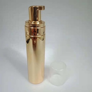 OEM Foam pump bottle  60ml 70ml 90ml 100ml Gold plating cleansing mousse bottle PET plastic shampoo bottle