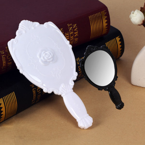 Plastic Hand Makeup Mirror Black Handle Cosmetic Mirror Girls Handheld Dressing Vanity Beauty Make Up Mirrors