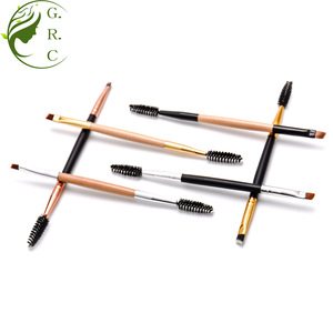 Private Label Eco Kabuki Gold Makeup Tools Display Duo Double Dual Sided Ended Hair Single Angle Eyelash Spoolie Eyebrow Brush