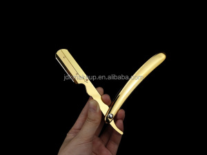 Private Logo Folding Handle Razor Japanese Style Mens Beard Cutting Shaving Razor Holder Straight Gold Barber Razor