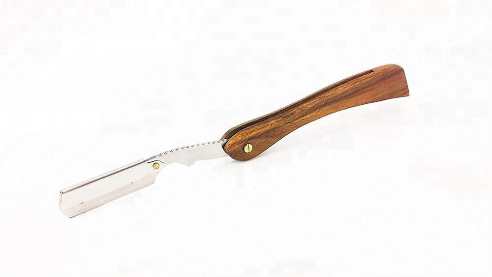 Pure Wood Handle Shaving Straight Cut Barber Razor