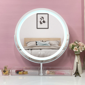Tabletop Large size Cosmetic Vanity Hollywood Led Makeup Mirror with Storage organizer