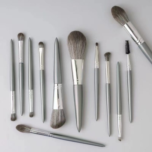 12PCS Professional Makeup Brush Set with Matte Silver Design – Low MOQ OEM Private Label Supplier