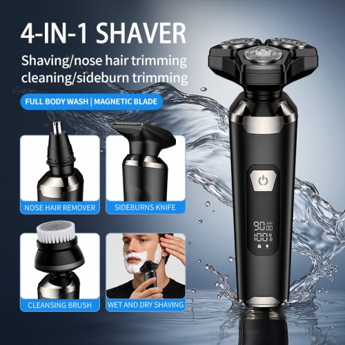 Factory Wholesale Electric Rotary Shaver 4 in 1 Waterproof Portable Electric Beard Trimmer Facial Electric Shaver Men