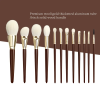 Factory Wholesale 11 Pcs Premium Wool Makeup Brush Set Birch Solid Wood Handle Gold Aluminum Tube Private Label Face Eye Cosmetic Brushes