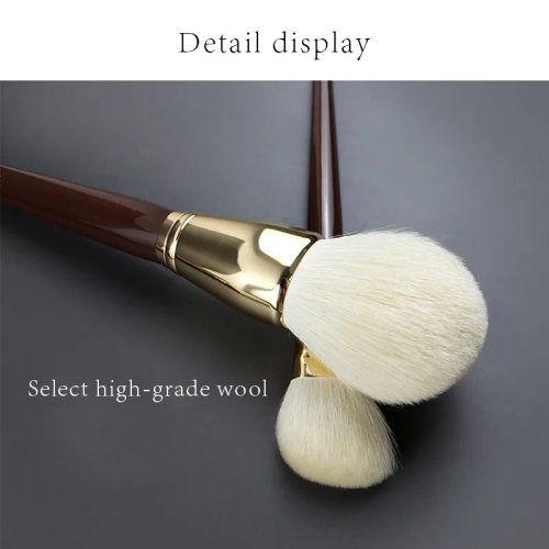 Factory Wholesale 11 Pcs Premium Wool Makeup Brush Set Birch Solid Wood Handle Gold Aluminum Tube Private Label Face Eye Cosmetic Brushes