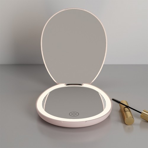 New Handheld Portable Pocket Foldable Round LED Makeup Mirror